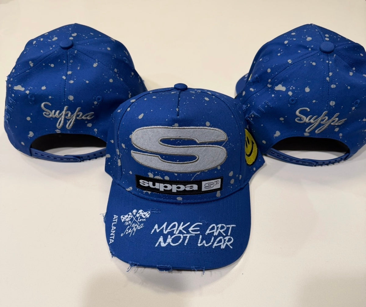 Make Art Not War Blue cap