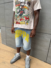 Load image into Gallery viewer, Yellow/blue jean jorts
