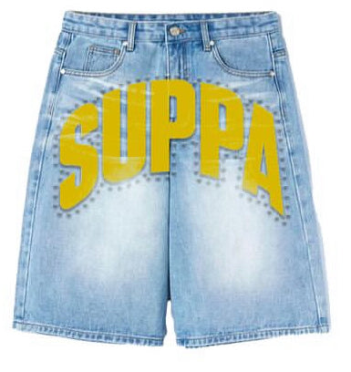 Yellow/blue jean jorts
