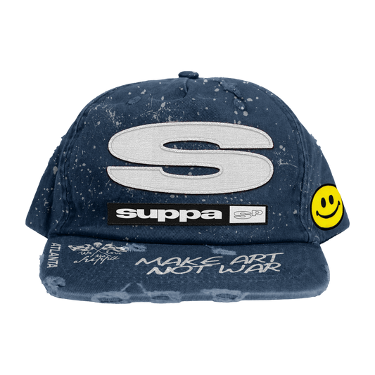 Make Art Not War Blue cap